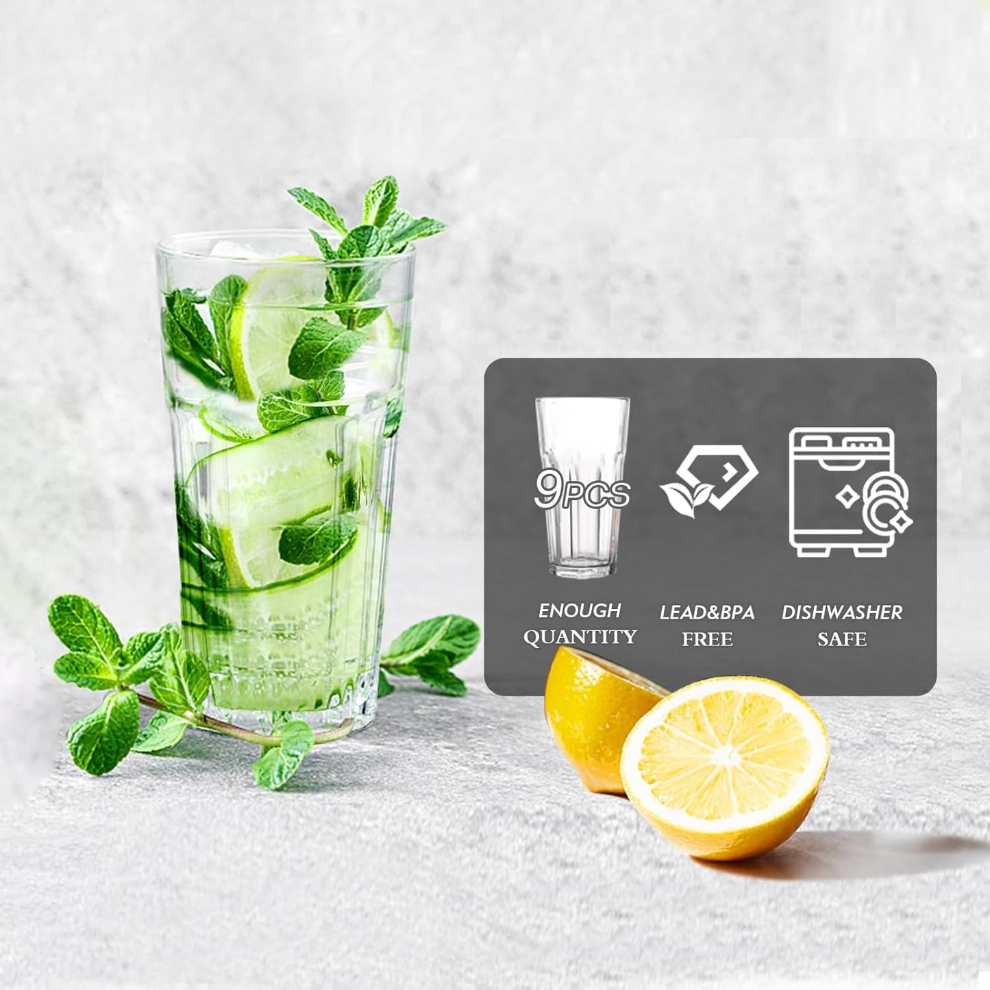 Unbreakable Plastic Glasses - Set of 9